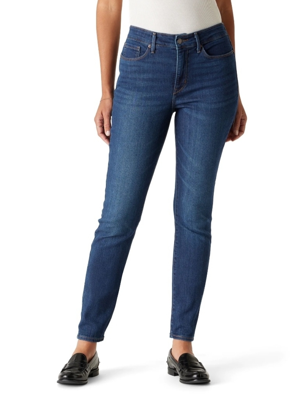 Denizen from Levi's Mid-Rise Skinny Jeans in Dark Blue Wash